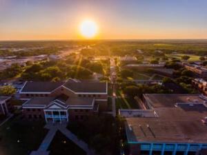 Hardin-Simmons University aerial view at sunrise